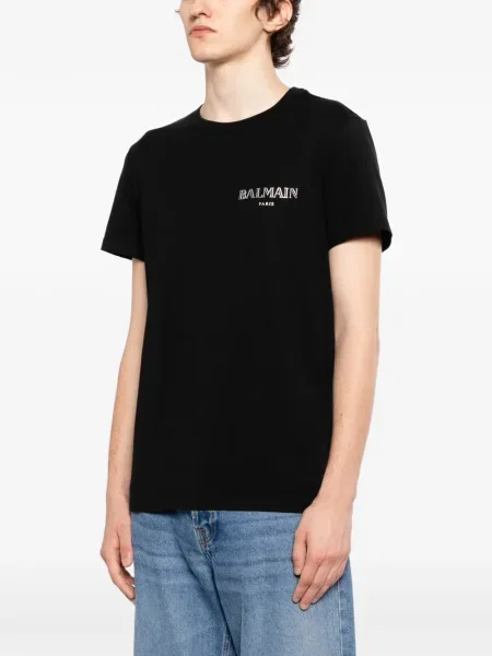 Тениска Balmain с кръгло деколте закърпени черно