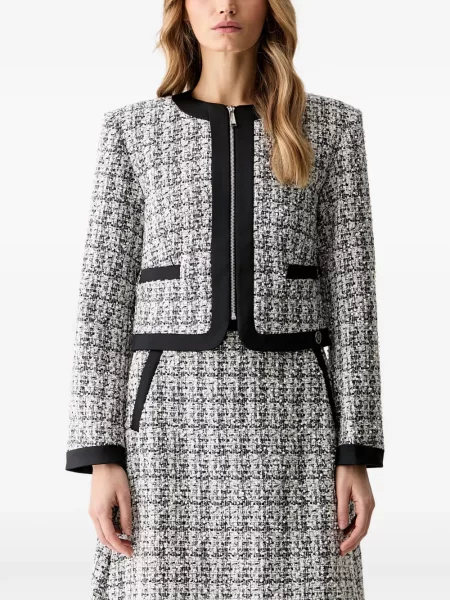 Geacă Karl Lagerfeld cu perle din tweed gri