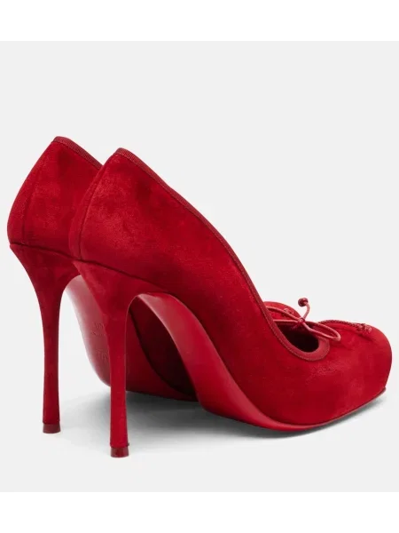 Pantofi cu toc Christian Louboutin din piele de căprioară roșu