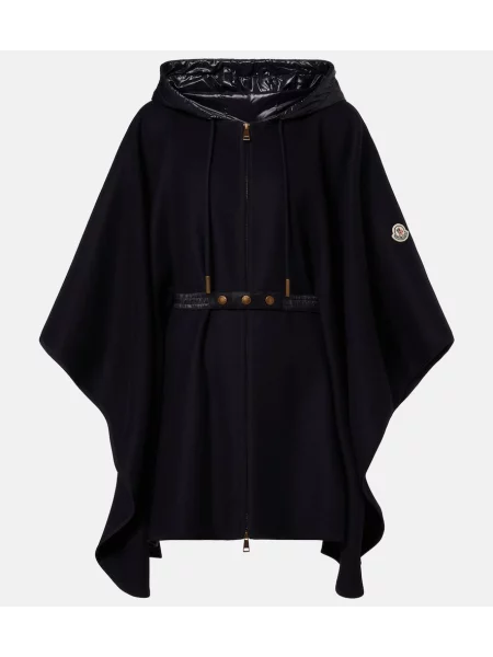 Cu centură geacă Moncler de lână albastru