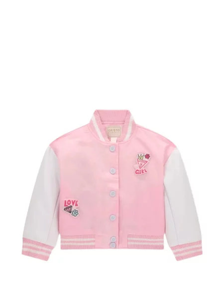 Kurtka bomber dziecięcy Guess różowy