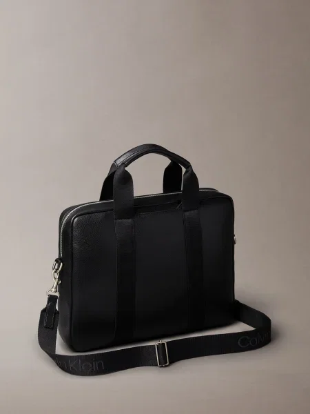 Geantă Calvin Klein Webbing Strap Laptop Computer Bag Black Universal negru