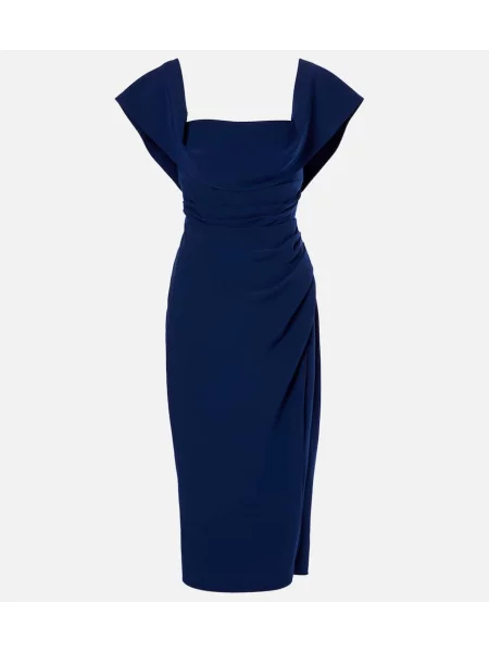 Rochie midi Carolina Herrera drapată până la genunchi de costum albastru