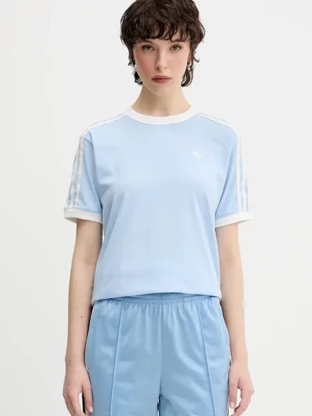 Тениска adidas Originals Ruffle 3S Tee синьо
