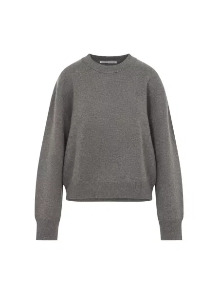 Sweter Studio Nicholson wełniany z okrągłym dekoltem szary