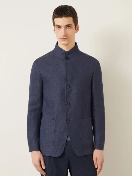 Zegna Marynarka Lniana Oasi Lino O Kroju Extra Slim Fit blau