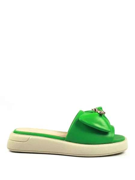 Кожаные шлепанцы It-girl зеленые