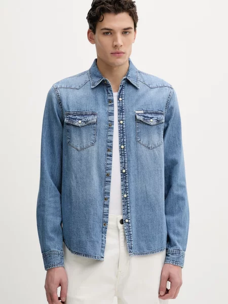 Guess Jeans cămașă jeans albastru