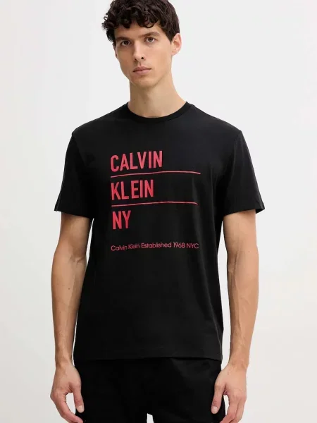 Тениска Calvin Klein Jeans с принт черно