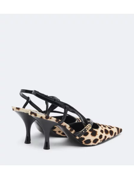 Pantofi cu toc Tory Burch slingback bej