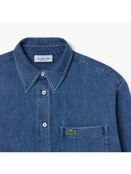 Lacoste Koszula Dżinsowa Oversize niebieska