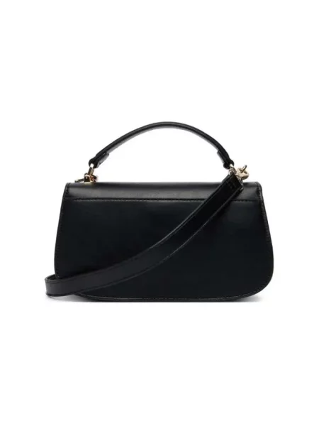 Lniana torebka crossbody Valentino czarna