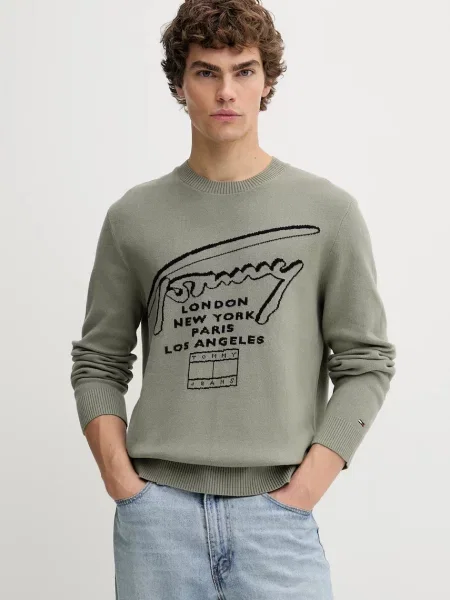 Pulover Tommy Jeans za muškarce zelena