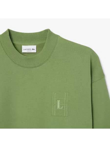 Lacoste Bluza Z Okrągłym Dekoltem Loose Fit zielona