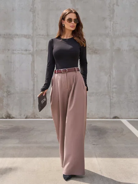 Штани палаццо ISSA Plus коричневий