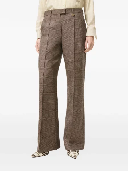 Vilnonės pledinės kelnės Burberry ruda