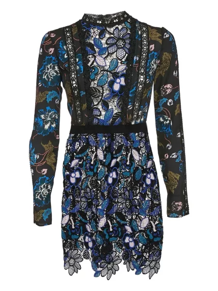 Rochie Self-portrait cu model floral din dantelă albastru
