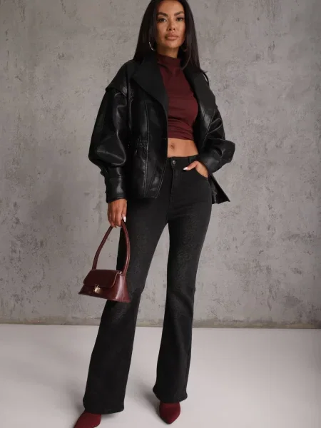 Blugi flare high waist cu conținut ridicat de Drienne negri