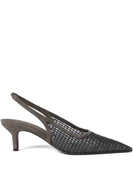 Pantofi cu toc Brunello Cucinelli slingback maro