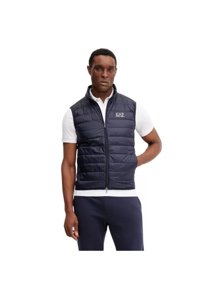 Kompaktowa kamizelka puchowa Ea7 Emporio Armani ze stójką niebieska