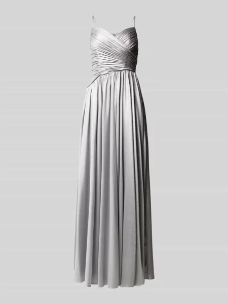 Sukienka wieczorowa z plisami Unique niebieska