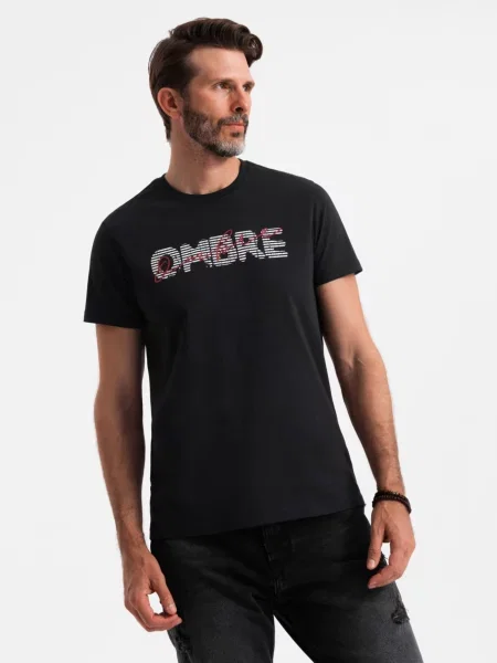 Tričko Ombre s výšivkou čierna