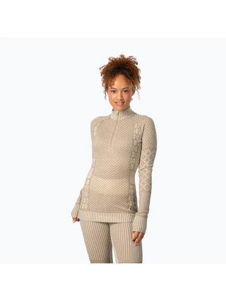 Bluză termoactivă pentru femei KARI TRAA Smekker Half Zip mocha