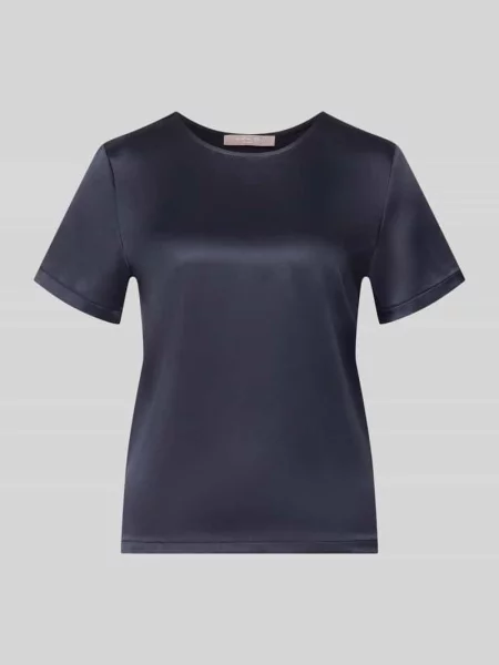 Bluzka o kroju regular fit z satyny Christian Berg Woman Selection granatowa