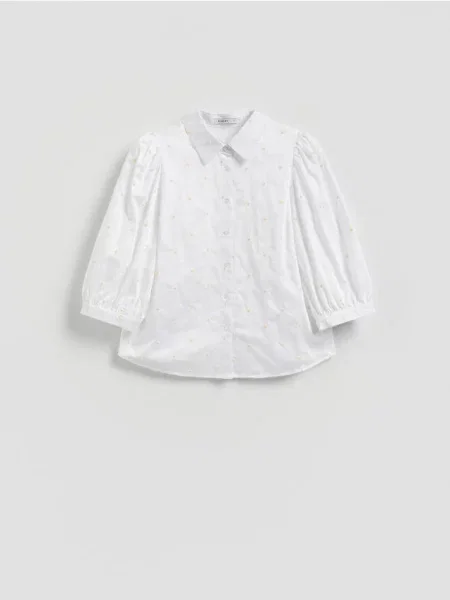 Reserved Cămașă cu broderie alb