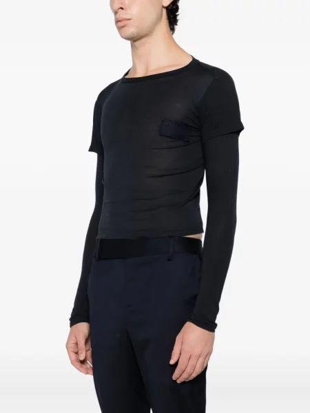 Tricou Sonia Carrasco cu broderie albastru