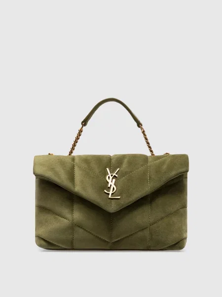 Замшева сумка крос-боді Toy PUFFER Saint Laurent зелена