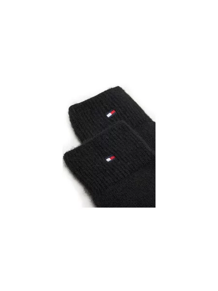 Rukavice Tommy Hilfiger Flag Fluffy Knit Gloves Black Universal černé