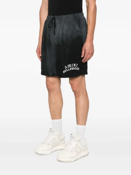 Pantaloni scurți Amiri cu broderie de mătase negru