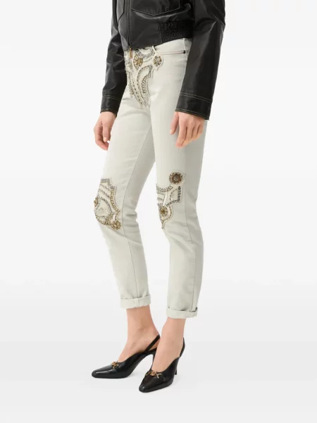 Blugi drepți Versace cu broderie