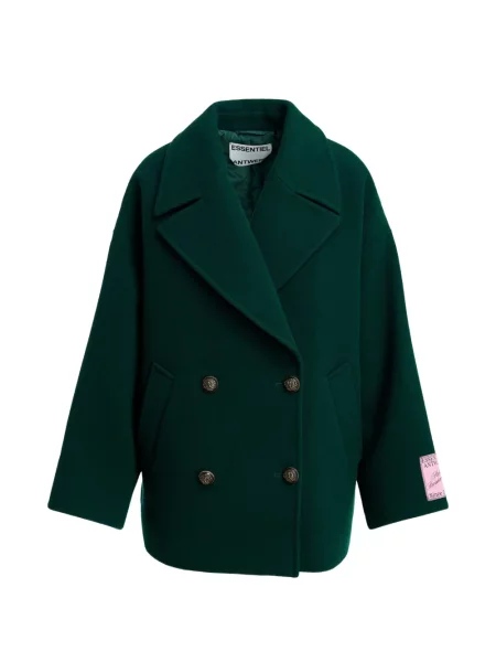 Geacă Essentiel Antwerp de lână cu două rânduri de nasturi verde