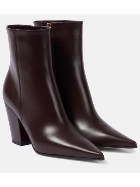 Cizme scurte Gianvito Rossi din piele bordo