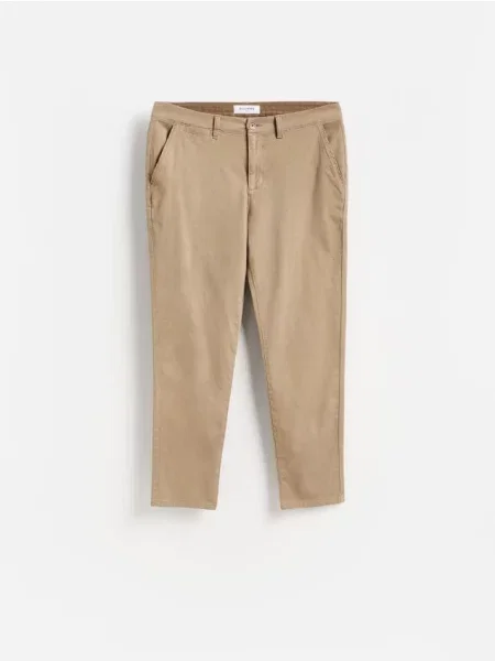 Reserved Pantaloni slim cu adaos de Lyocell bej