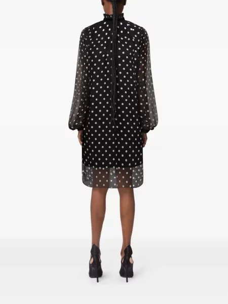 Rochie mini Nina Ricci cu buline cu volane de costum negru