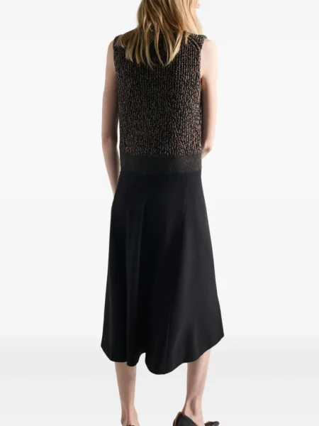 Dzianinowa sukienka Prada dzwony garniturowa czarna