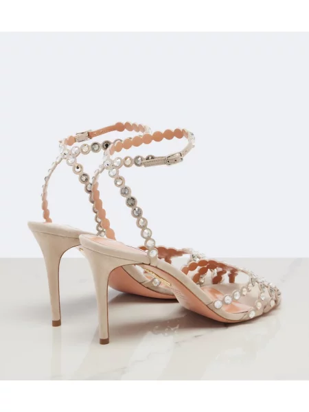 Sandale Aquazzura din piele de căprioară gri