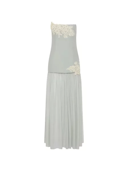 Rochie maxi Sir din dantelă albastru