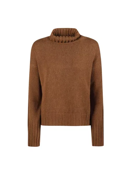 Sweter z golfem Aragona z kaszmiru brązowy