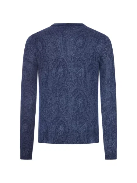 Lung pulover Etro cu imagine cu model paisley albastru