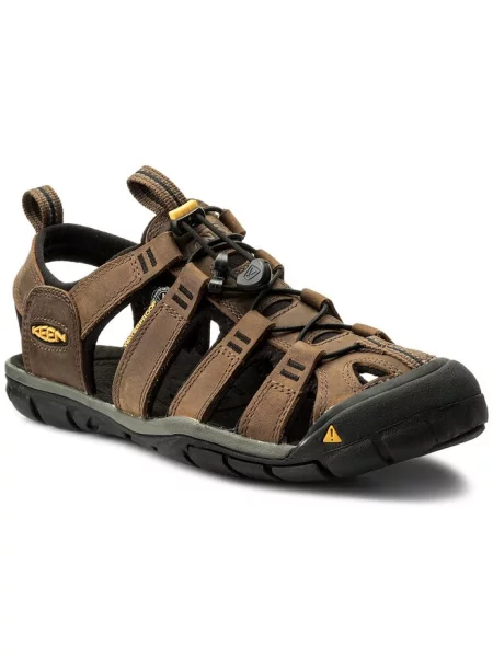 Босоніжки Keen Clearwater Cnx Leather Dark Earth/Black чорні