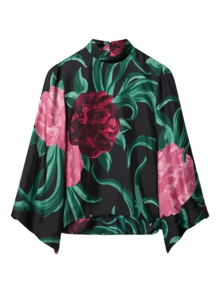 Top La Doublej cu model floral negru