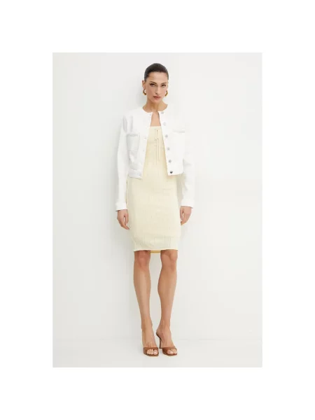Guess sukienka REINA mini dopasowana beżowy