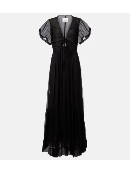 Rochie maxi Isabel Marant de mătase de costum negru
