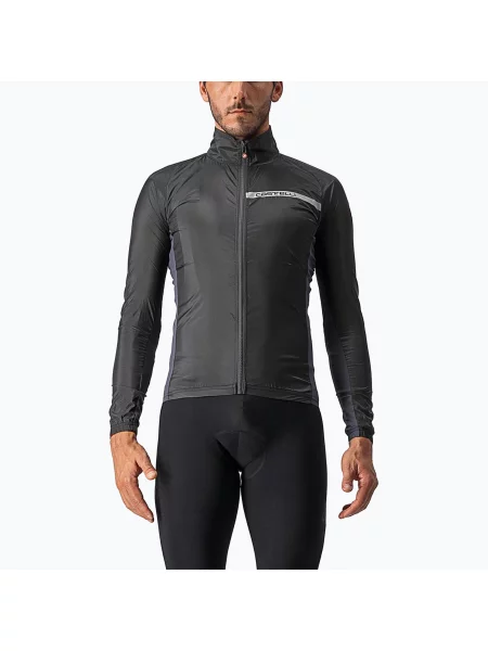 Мъжко яке за колоездене Castelli Squadra Stretch light black/dark grey черно