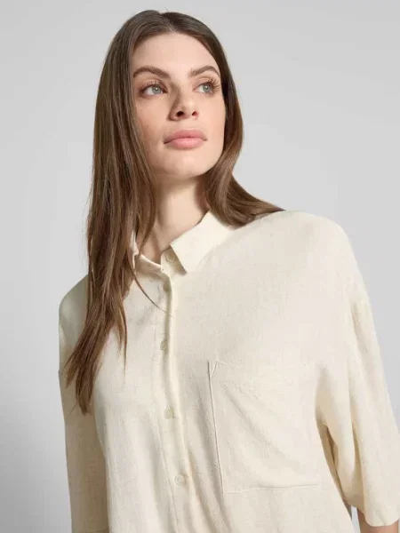 Bluzka z mieszanki i lnu model ‘Elise’ Moves beżowa