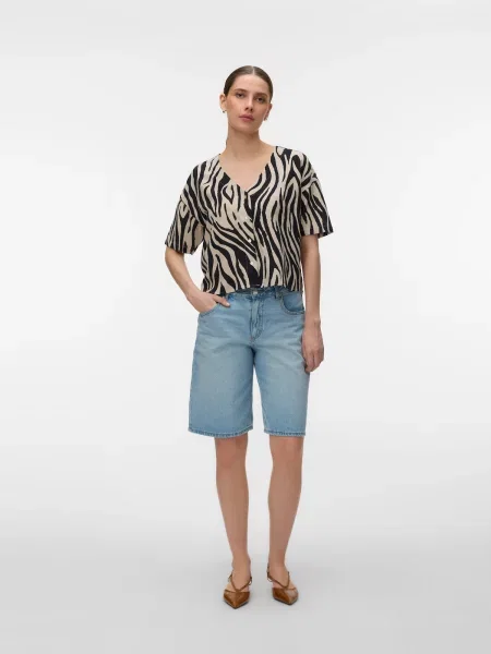 VERO MODA Bluză VMJESMILO gri taupe negru